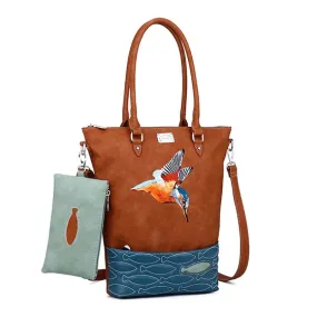  Hi-Di-Hi hand-/schoudertas/shopper Fisher d.bruin petrol