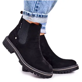 PJ1 Warme Chelsea Boots Dames Zwart Suede Traveller Boots